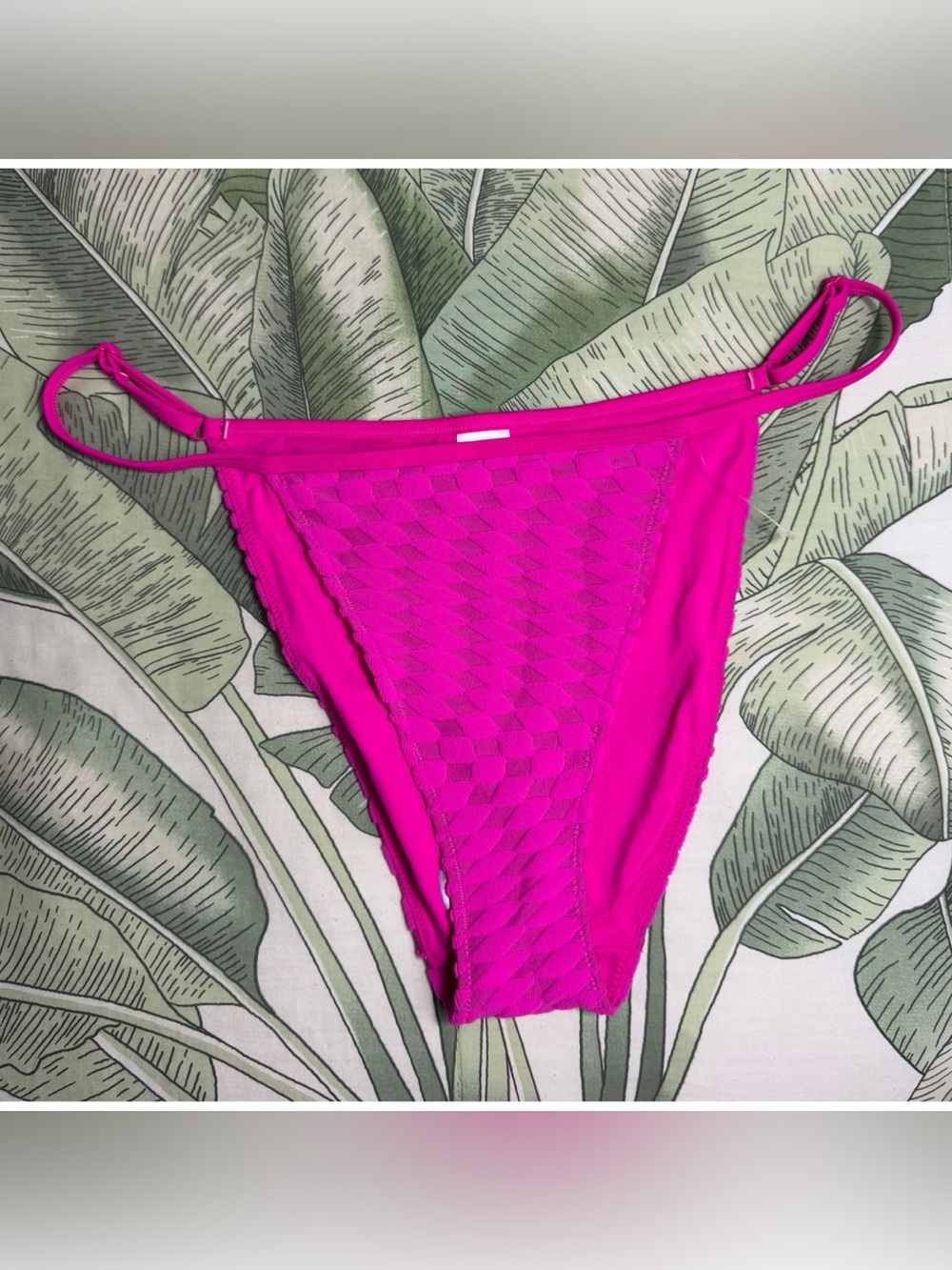 Good American Hawaiian Pink Textured Jacquard Bikini Bottoms Size XL